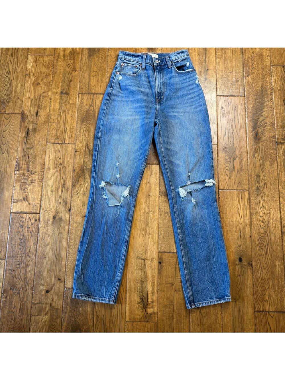 Abercrombie Fitch Jeans Sz 25/0 Med Wash 90s Straight Ultra High Rise Curve Love